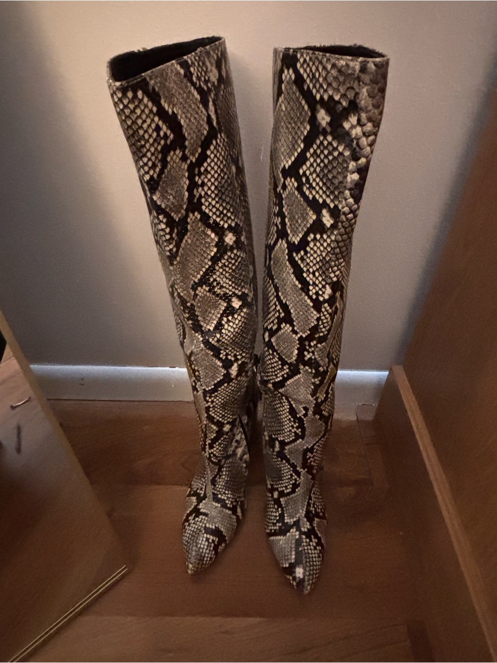 Villa Rouge Klark tall Snake-Print Heeled Boots - Black and Cream